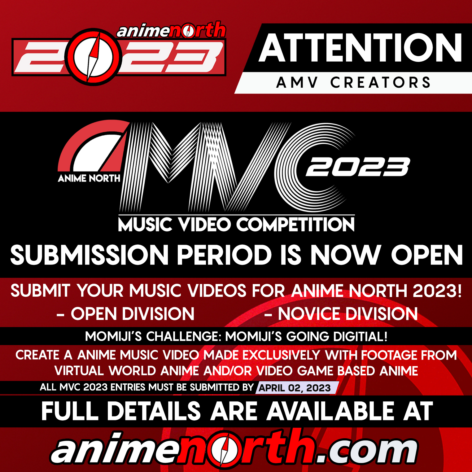 Anime North MVC Open For Entries